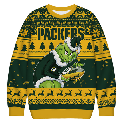 Uglysweatershops Green Bay Packers Christmas Ugly Sweatshirt
