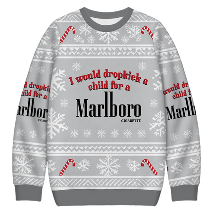 Uglysweatershops I Would Dropkcik A Child White Christmas Ugly Sweatshirt