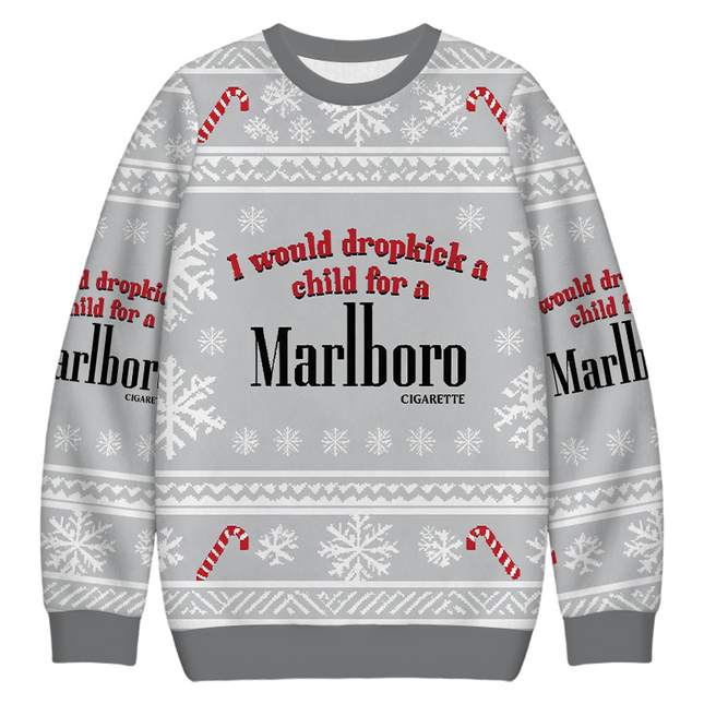 Uglysweatershops I Would Dropkcik A Child White Christmas Ugly Sweatshirt