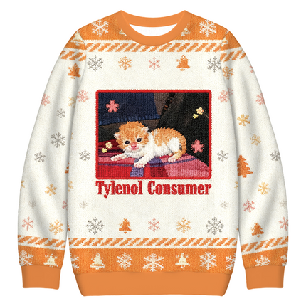 Uglysweatershops Tylenol Cat Christmas Ugly Sweatshirt