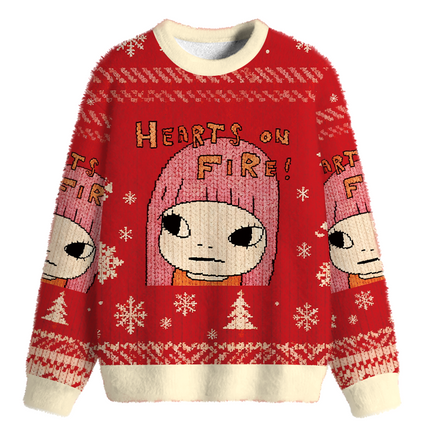 Uglysweatershops Heaters on Fire Fuzzy Christmas Ugly Sweatshirt