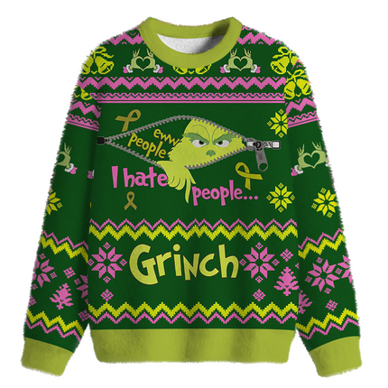 Uglysweatershops I Hate People Fuzzy Christmas Ugly Sweatshirt