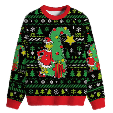 Uglysweatershops Mad Engine Fuzzy Christmas Ugly Sweatshirt