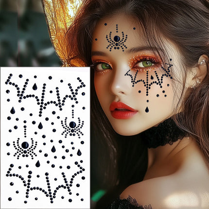 Uglysweatershops 2-piece Halloween Rhinestone Face Stickers