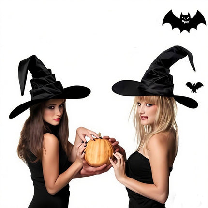 Uglysweatershops Halloween Pleated Black Vintage Witch Hat