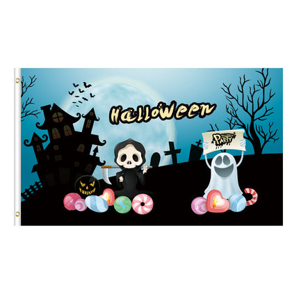 Uglysweatershops Halloween Ghostly Atmosphere Colorful Flag Background Cloth