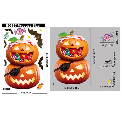 Uglysweatershops Halloween 3-Pack Bat Pumpkin Ghost Glass Window Sticker