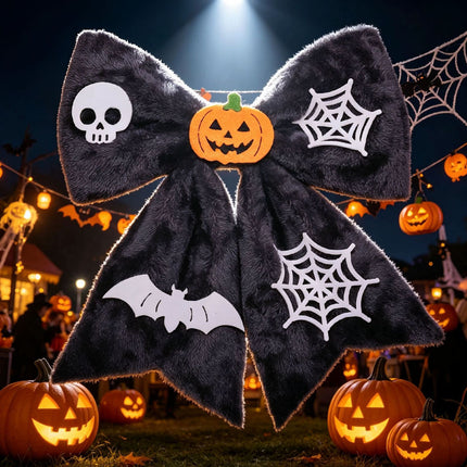Uglysweatershops Halloween Plush Fabric Big Bow Pendant Decoration