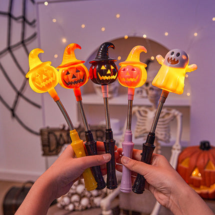 Uglysweatershops Pumpkin Ghost Light Handheld Spring Stick