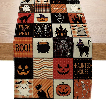 Uglysweatershops Halloween Black Cat Pumpkin Print Decorative Tablecloth