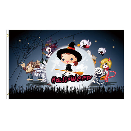 Uglysweatershops Halloween Ghostly Atmosphere Colorful Flag Background Cloth