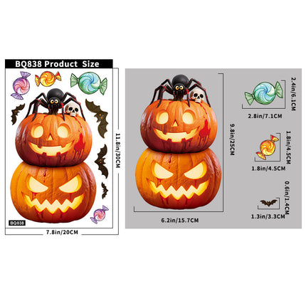 Uglysweatershops Halloween 3-Pack Bat Pumpkin Ghost Glass Window Sticker