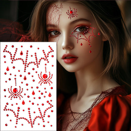 Uglysweatershops 2-piece Halloween Rhinestone Face Stickers