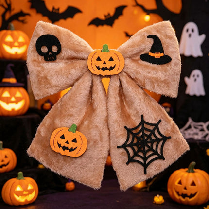 Uglysweatershops Halloween Plush Fabric Big Bow Pendant Decoration