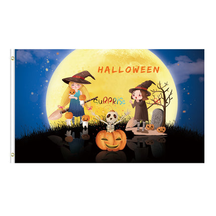 Uglysweatershops Halloween Ghostly Atmosphere Colorful Flag Background Cloth