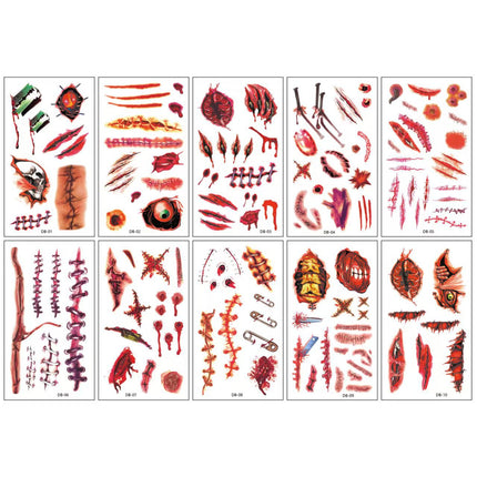 Uglysweatershops Halloween 10 Piece Fun Cartoon Temporary Tattoo Stickers For Kids