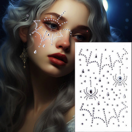 Uglysweatershops 2-piece Halloween Rhinestone Face Stickers