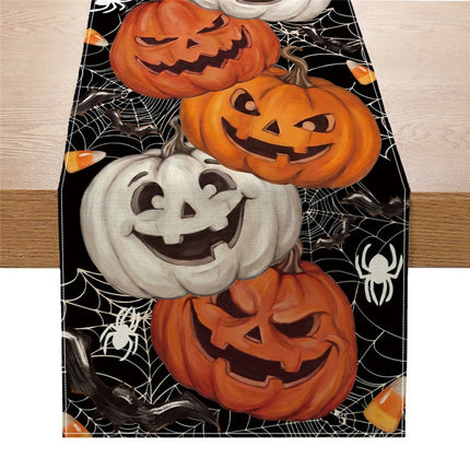 Uglysweatershops Halloween Black Cat Pumpkin Print Decorative Tablecloth