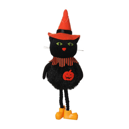 Uglysweatershops Halloween 2-Pack Pumpkin Witch Black Cat Hanging Figurine