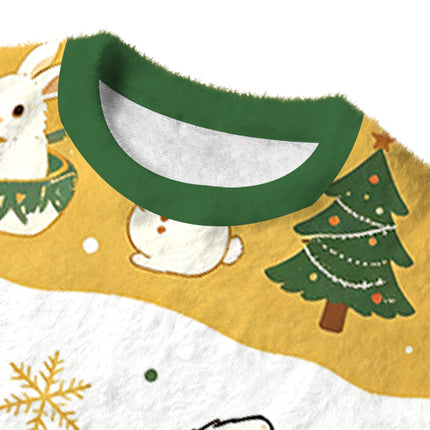 Uglysweatershops Bunny:One More Bowl Fuzzy Christmas Ugly Sweatshirt