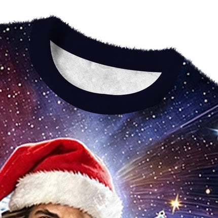 Uglysweatershops Jesus Holding a Cigarette Fuzzy Christmas Ugly Sweatshirt