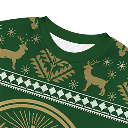 Uglysweatershops Green Deer Christmas Ugly Sweatshirt