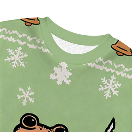Uglysweatershops Focused Samurai Frog Christmas Ugly Sweatshirt