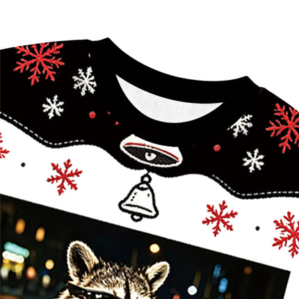 Uglysweatershops Racoon with a Ice Coffee Christmas Ugly Sweatshirt