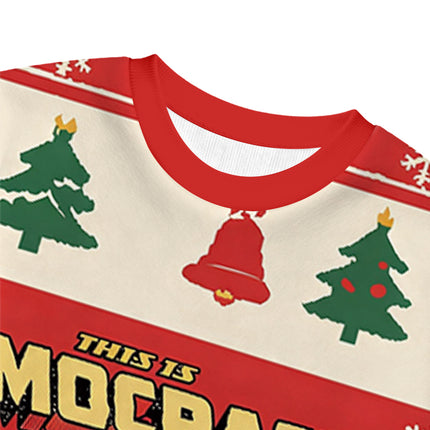 Uglysweatershops This is Democracy Christmas Ugly Sweatshirt