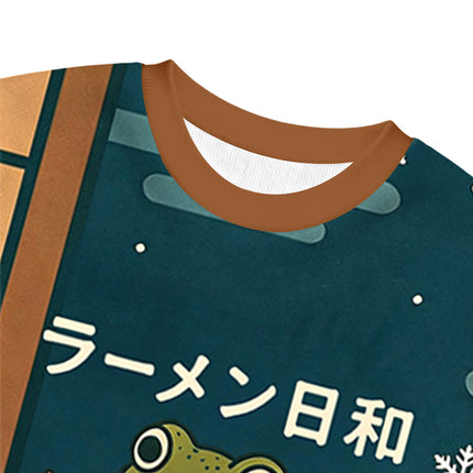 Uglysweatershops Japanese Frog Eating Ramen Christmas Ugly Sweatshirt