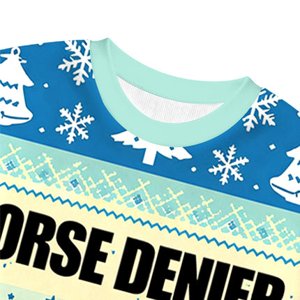 Uglysweatershops Horse Denier Funny Horses Christmas Ugly Sweatshirt