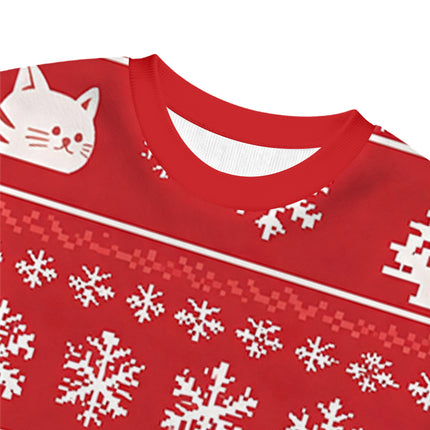 Uglysweatershops Tummy Ache Survivor Funny Cat Meme Christmas Ugly Sweatshirt
