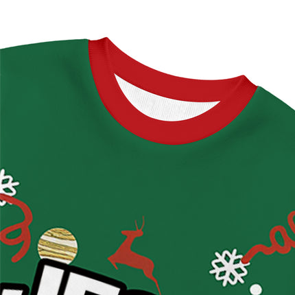 Uglysweatershops Lights Cat Green Christmas Ugly Sweatshirt