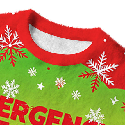 Uglysweatershops Bible Emergency Numbers Fuzzy Christmas Ugly Sweatshirt