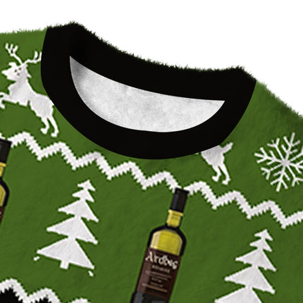 Uglysweatershops Black Beer Fuzzy Christmas Ugly Sweatshirt