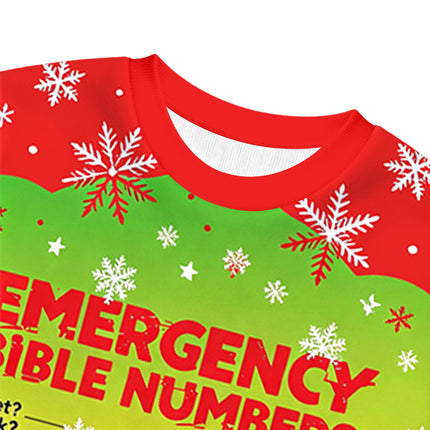 Uglysweatershops Bible Emergency Numbers Christmas Ugly Sweatshirt