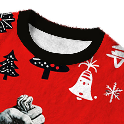 Uglysweatershops Holding Head of Medusa Smoking Fuzzy Christmas Ugly Sweatshirt