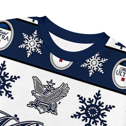 Uglysweatershops Blue White Snowflake Deer Christmas Ugly Sweatshirt