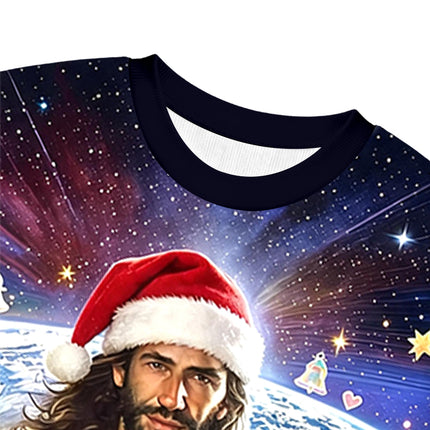 Uglysweatershops Jesus Holding a Cigarette Christmas Ugly Sweatshirt