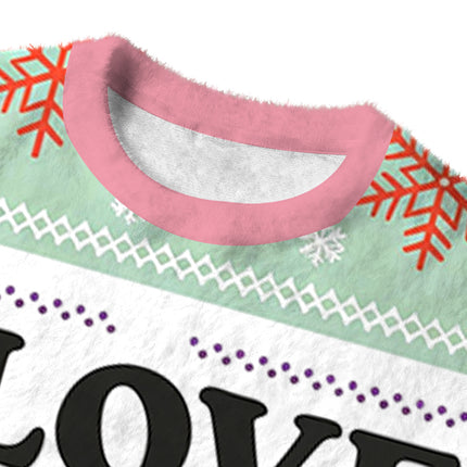 Uglysweatershops I Love Men Fuzzy Christmas Ugly Sweatshirt