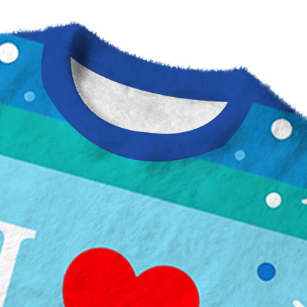 Uglysweatershops I Heart Love Smoking Fuzzy Christmas Ugly Sweatshirt