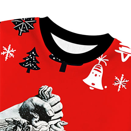 Uglysweatershops Holding Head of Medusa Smoking Christmas Ugly Sweatshirt