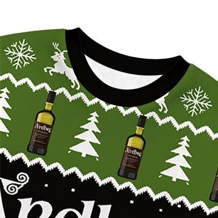 Uglysweatershops Black Beer Vintage Christmas Ugly Sweatshirt
