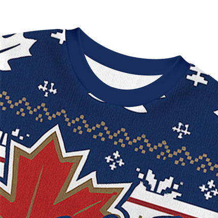 Uglysweatershops Blue Vintage Christmas Ugly Sweatshirt