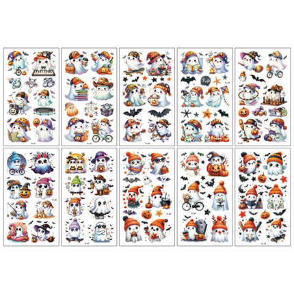 Uglysweatershops Halloween 10 Piece Fun Cartoon Temporary Tattoo Stickers For Kids