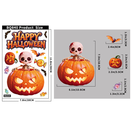 Uglysweatershops Halloween 3-Pack Bat Pumpkin Ghost Glass Window Sticker