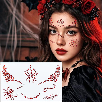 Uglysweatershops 2-piece Halloween Rhinestone Face Stickers