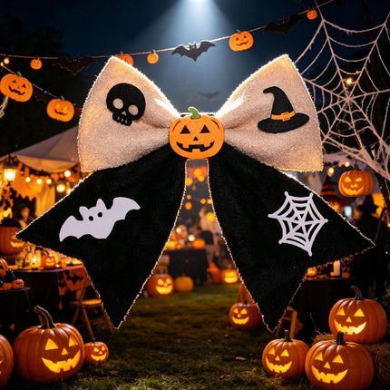 Uglysweatershops Halloween Plush Fabric Big Bow Pendant Decoration