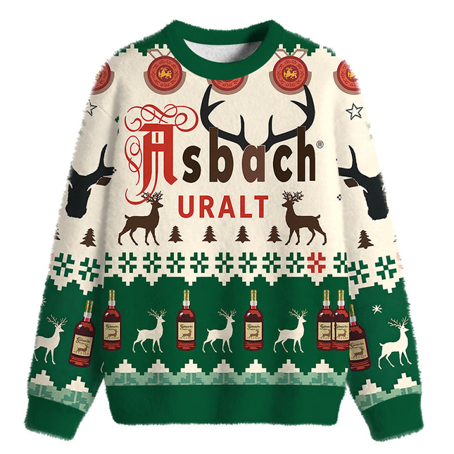 Uglysweatershops Brown Deer Fuzzy Christmas Ugly Sweatshirt