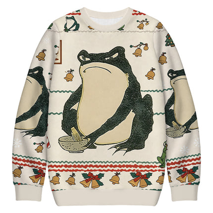 Uglysweatershops Japanese Frog Christmas Ugly Sweatshirt